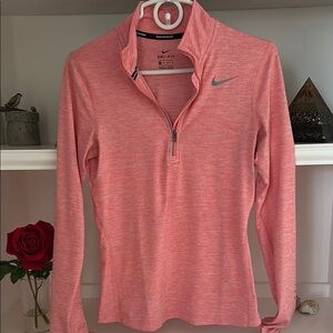 Nike Pink Fitted Zippered Long Sleeve Tee #121